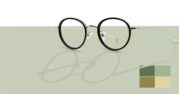 A EyeGlasses with Black Round Body Grey Background