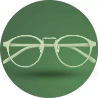 A White EyeGlasses With Green Background